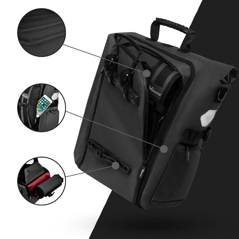 Sacoche velo porte bagages bikepacking, velo sac a dos etanche 23L