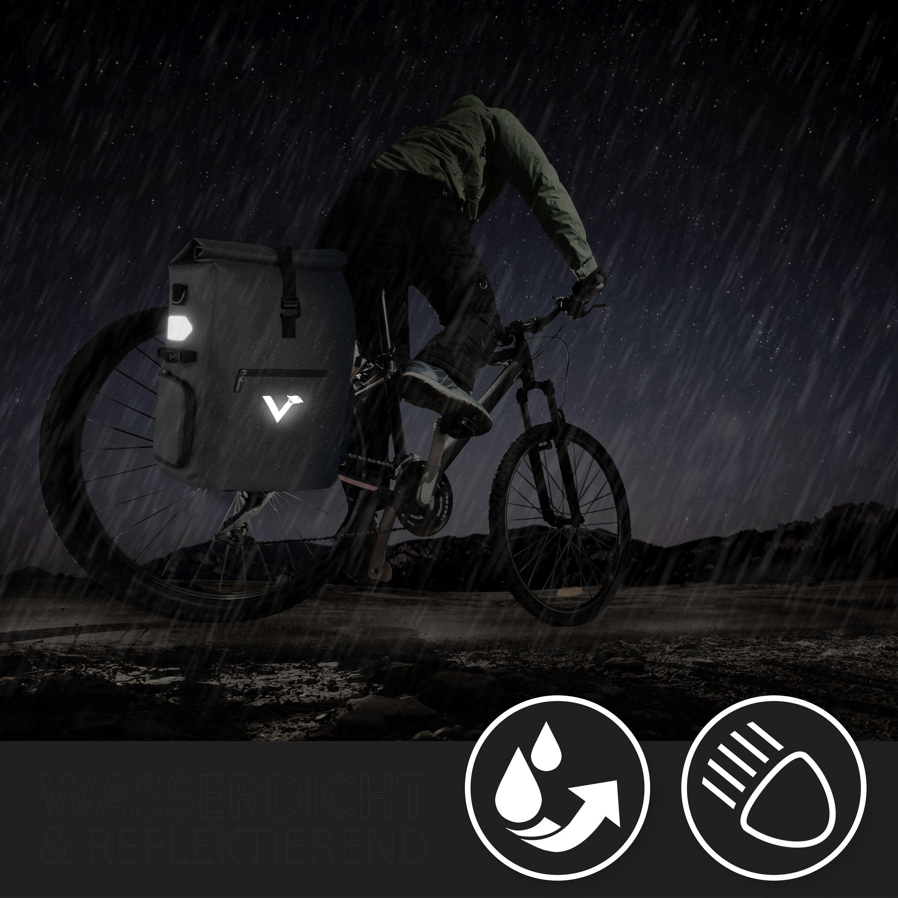 Fahrradtasche Wasserdichte 2in1 Pro Gepäckträgertasche & Rucksack 23L - ValkPro 5/9