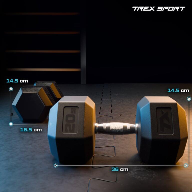 Haltère en fonte caoutchouté Trex Sport 1×20 kg poignée moletée 2/7