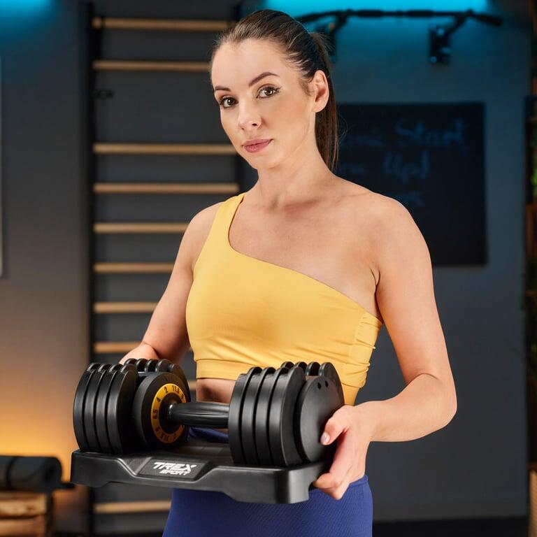 Hantel regulowany żeliwny do ćwiczeń Trex Sport z systemem pokręteł 2-11,5kg