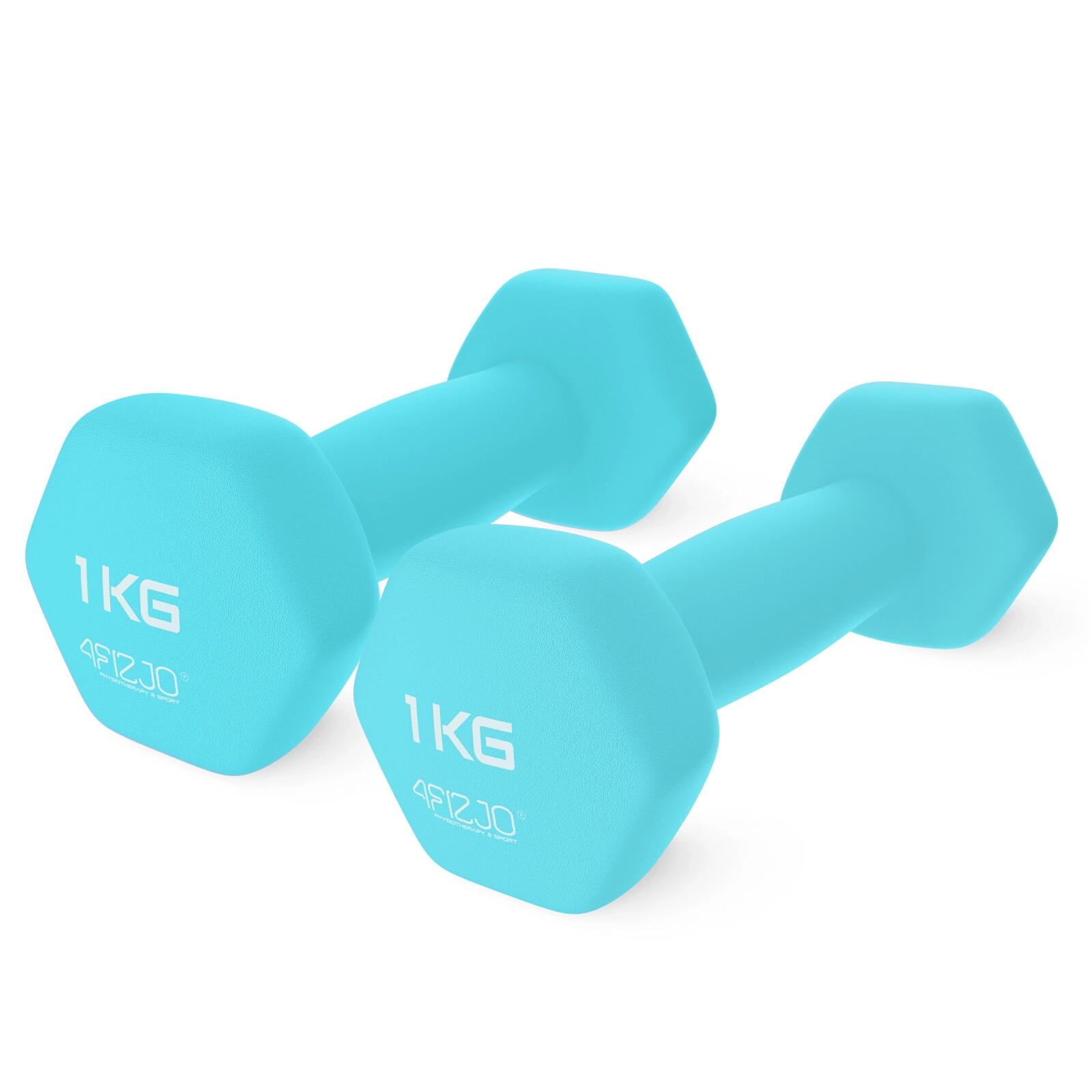 Hantelki ciężarki fitness uniwersalne 4FIZJO CLASSIC 2 szt. 1 kg turkusowe