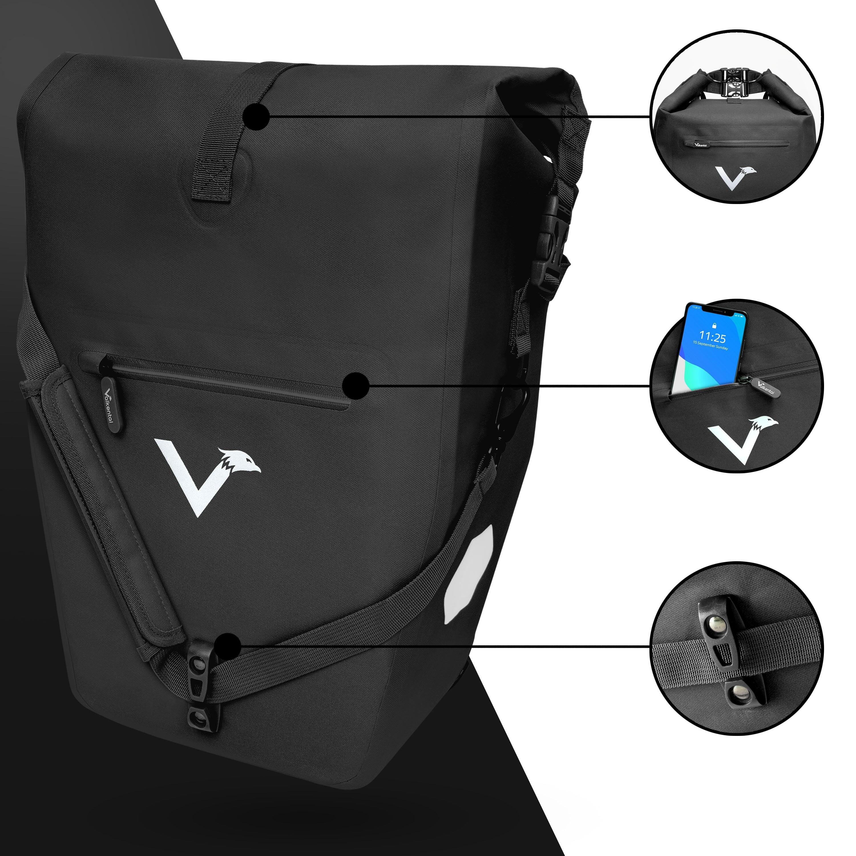 Aprilia E-Scooter Bag & Backpack, tas voor step, rugzak met één schouder, waterdicht, waterdichte ritssluiting, 5 l, universele bevestiging met klittenband, uniseks, zwart met rode inzetstukken, maat