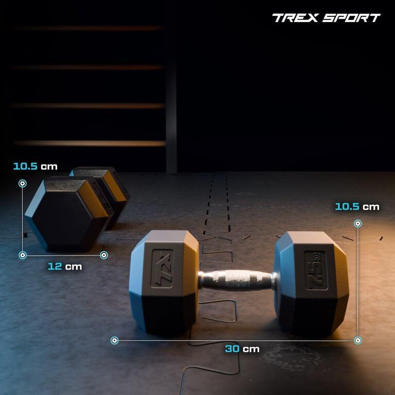 Haltère en fonte caoutchouté Trex Sport 1×7,5 kg poignée moletée 7/7