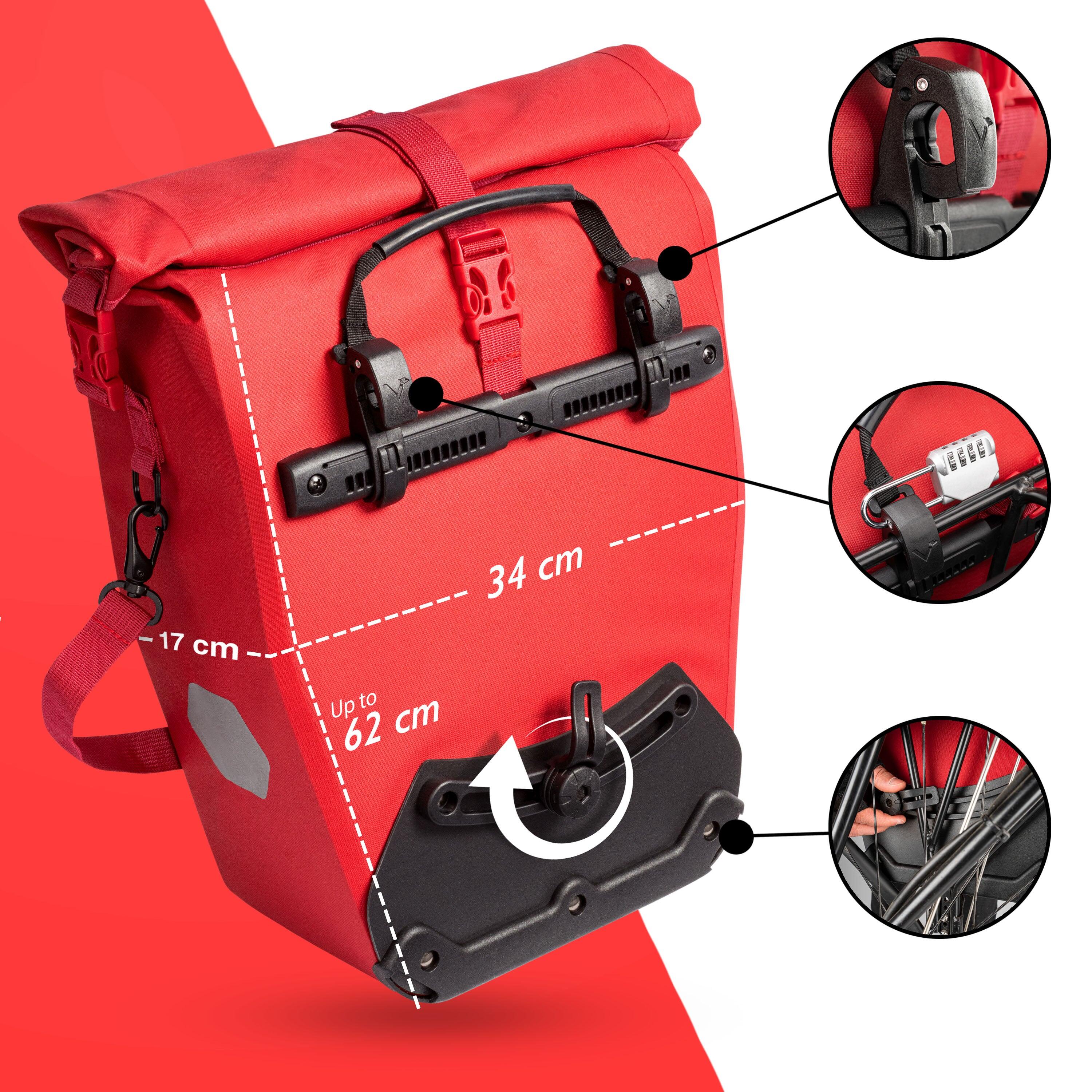 Fahrradtasche 2er-Set Gepäckträgertasche und Umhängetasche 2in1 28L - Ocean 2/5