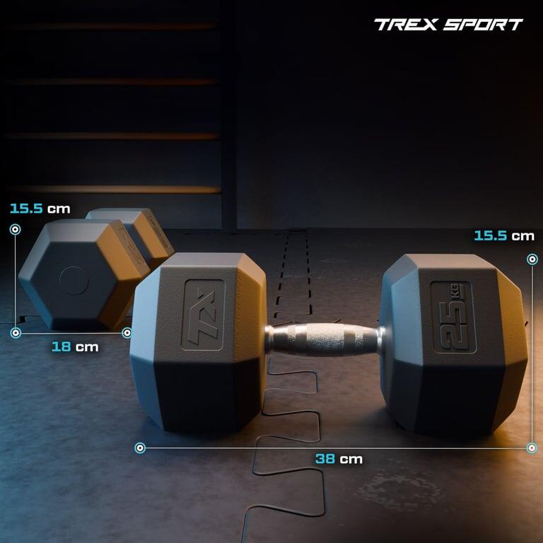 Halteră oțel cauciucată pentru exerciții Trex Sport 1x25kg 5/7