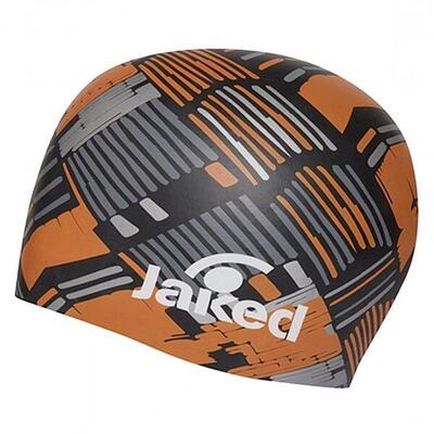 Schwarz-orangefarbene Badekappe aus Synthetik für Damen und Herren