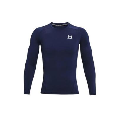 Maillot de compression à manches longues under armour heatgear bleu marine pour