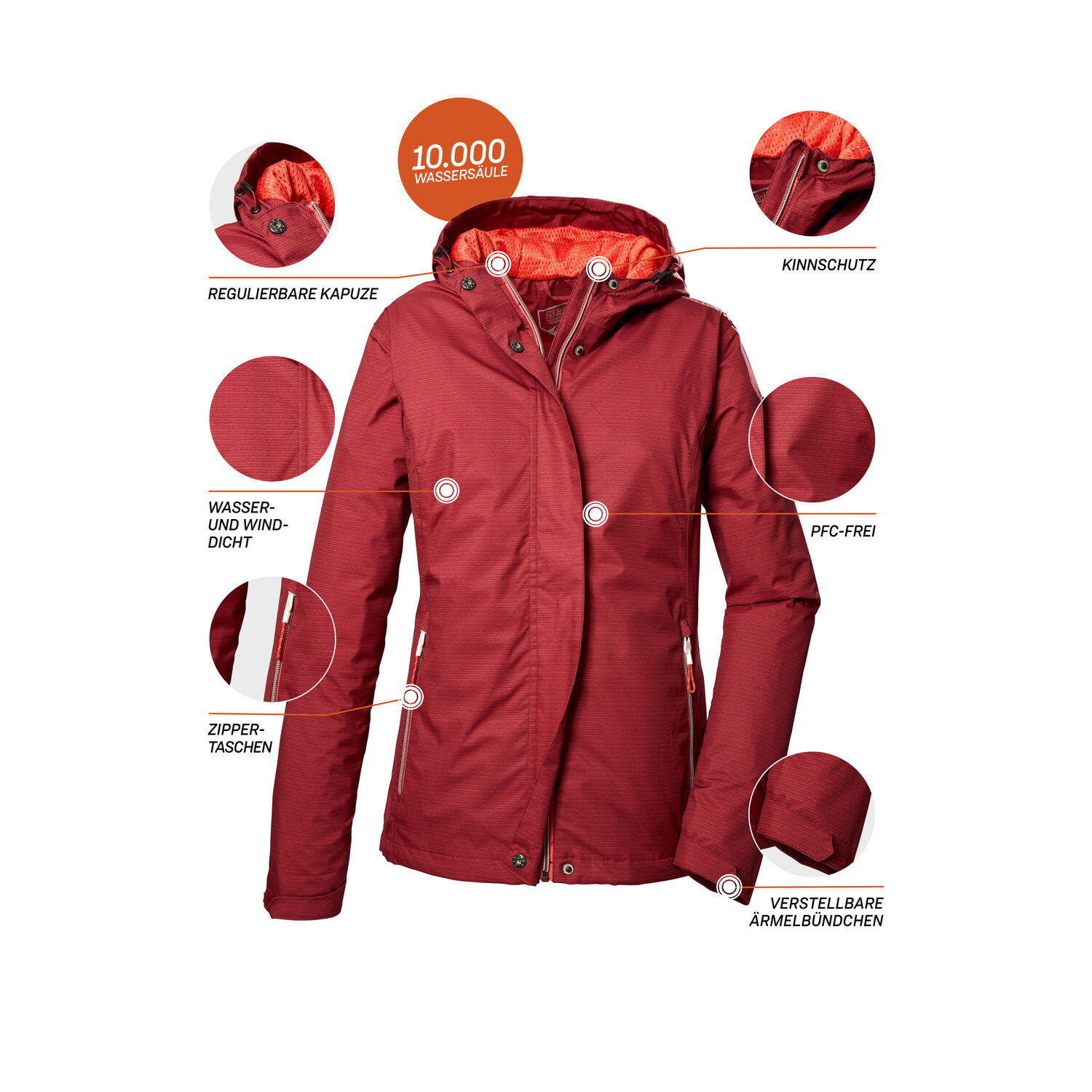 Killtec Outdoojacke mit Kapuze für Damen wasserdicht 6/6