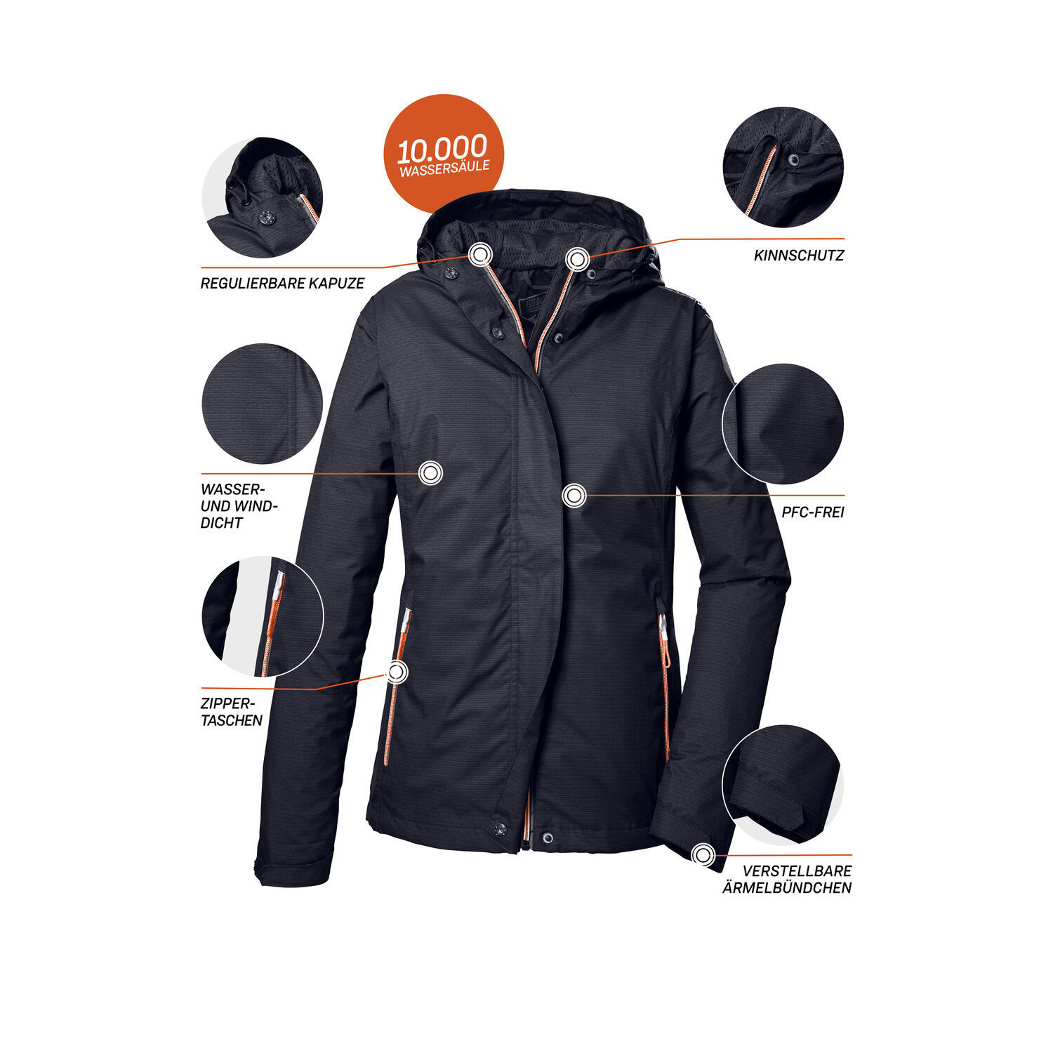 Killtec Outdoojacke mit Kapuze für Damen wasserdicht 6/6