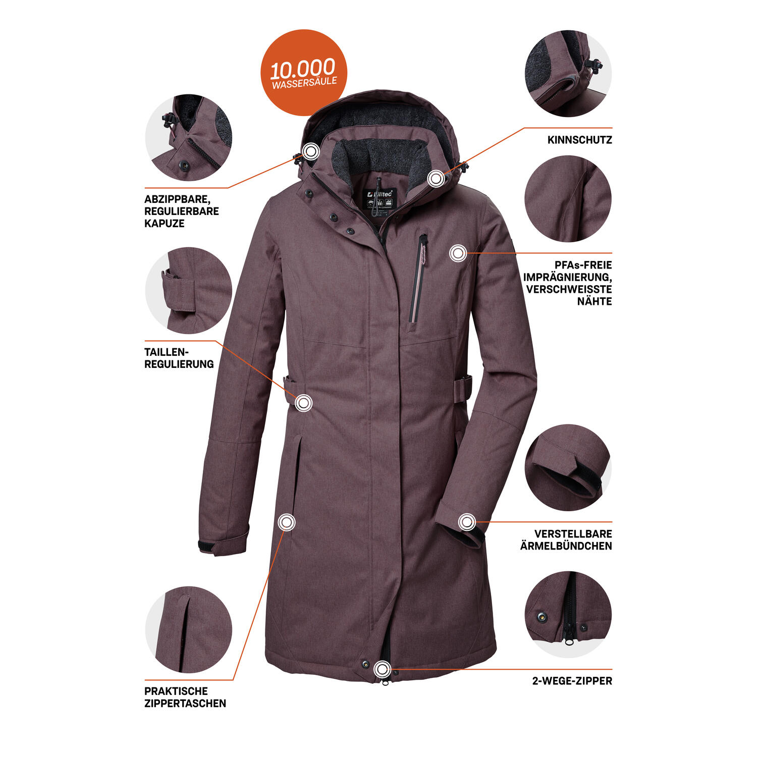 killtec Funktionsparka KOW 303 WMN PRK für Damen malve 46 6/7
