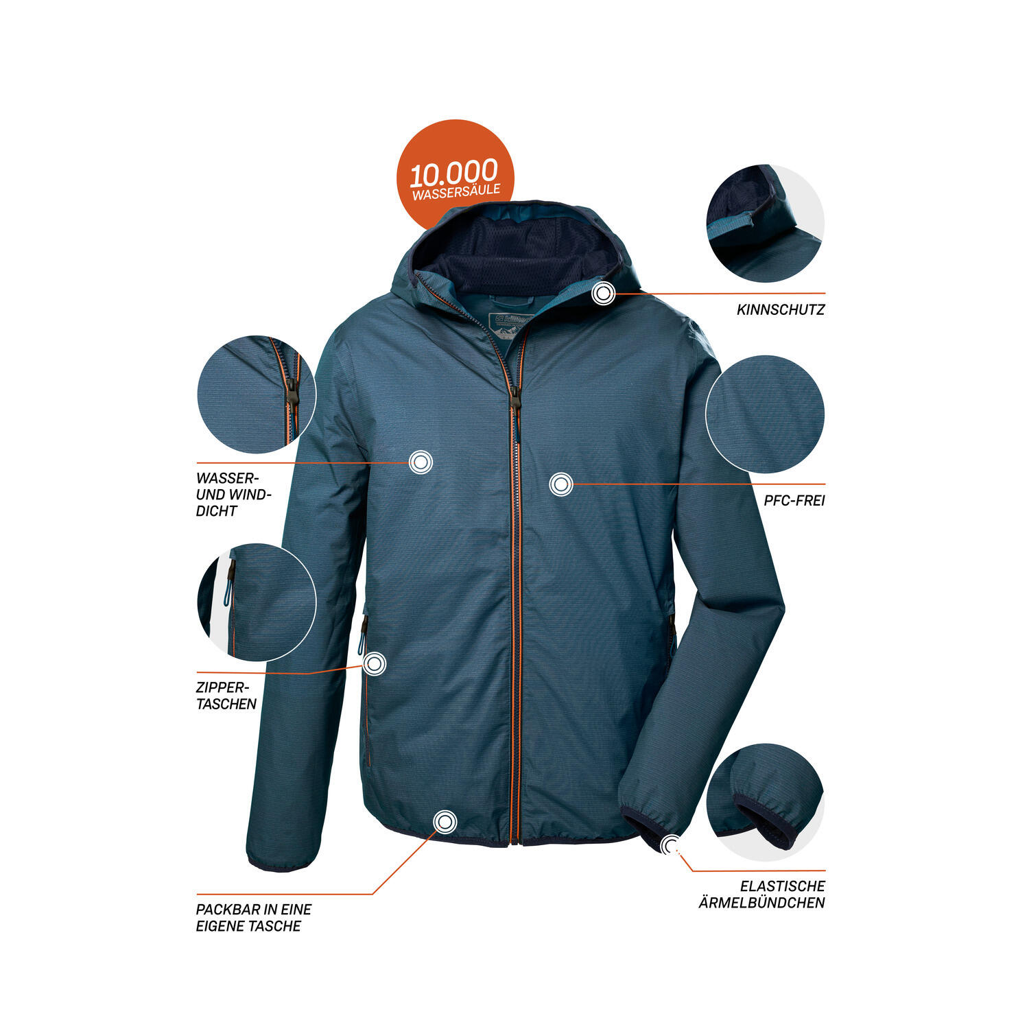 Killtec Funktionsjacke mit Kapuze für Herren wasserdicht 7/7