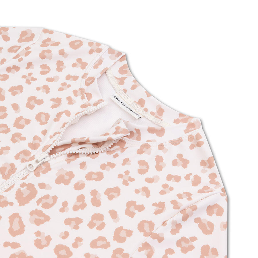 Swim Essentials Swimsuit Girls With Short Sleeves - Beige - Leopard 7/7