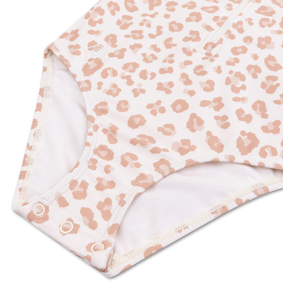 Swim Essentials Swimsuit Girls With Short Sleeves - Beige - Leopard 4/7