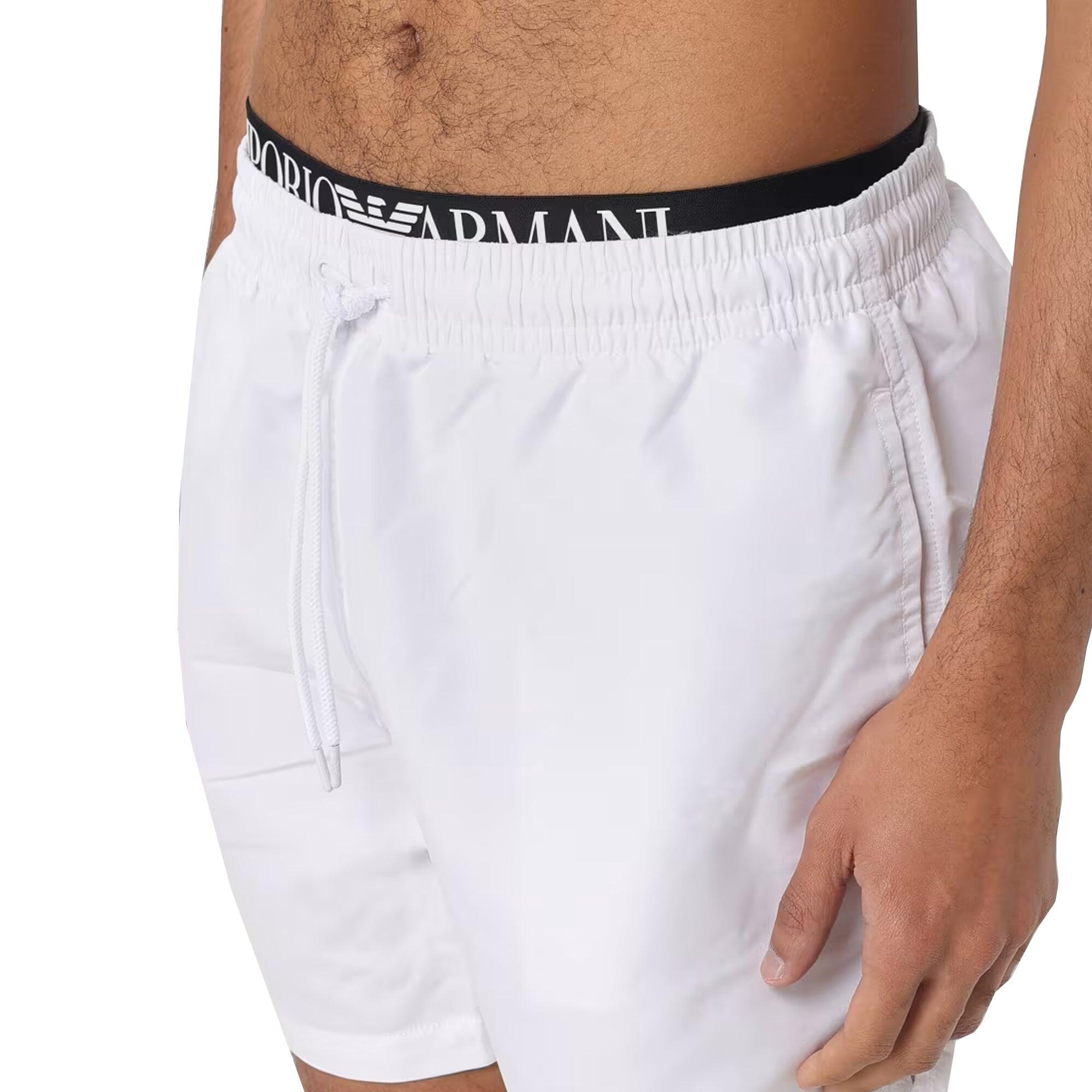 Beach Double Waistband Swim Shorts White 2/3