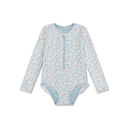 Swim Essentials Maillot de bain UV pour fille à manches, vert, Florish, 122/128