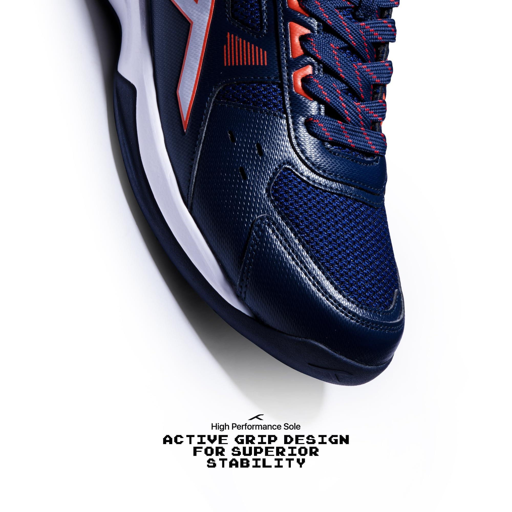 HUNDRED Raze Badminton Schuhe für Herren (Navy/Orange Rot, UK 8/US 9/EU 42) 5/7