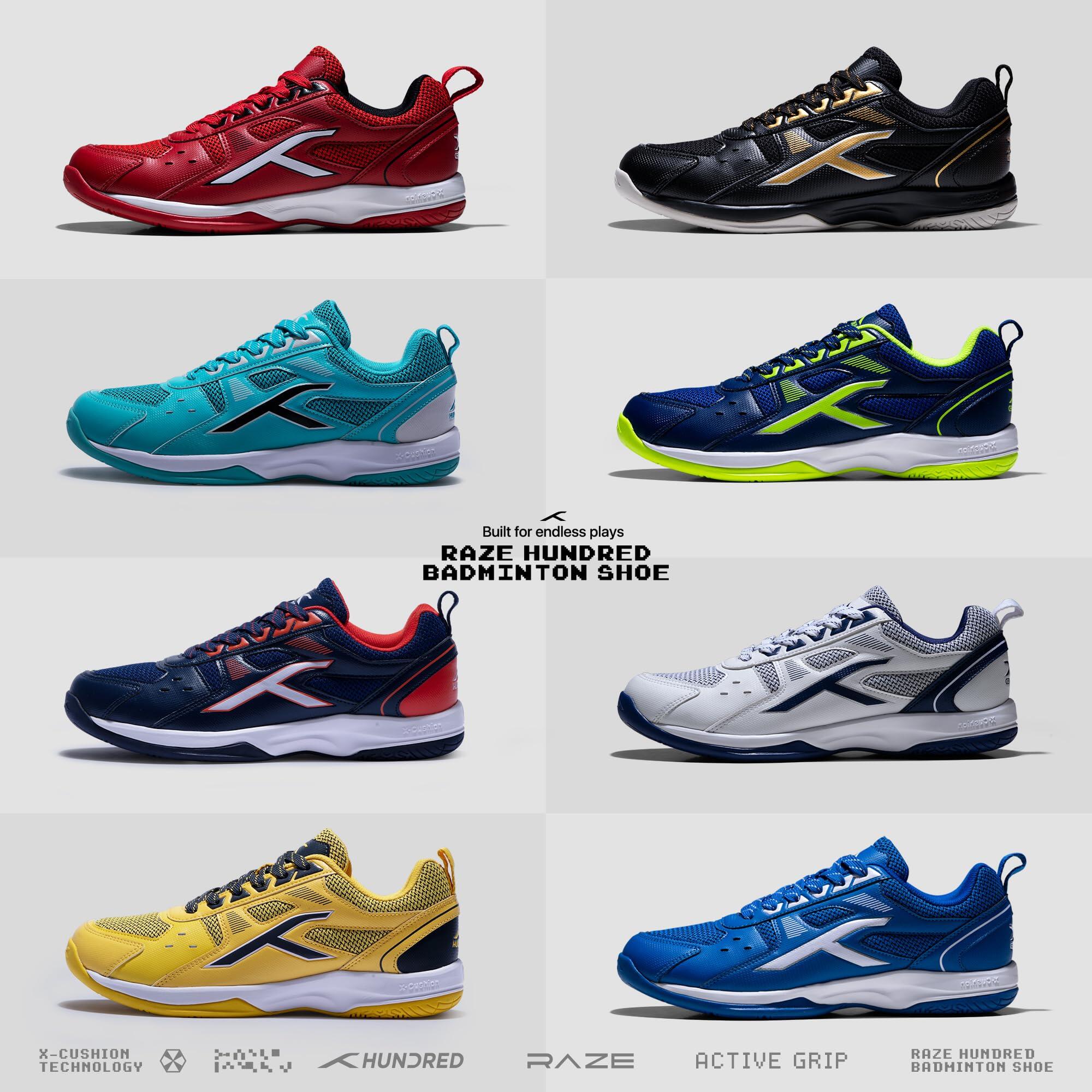 HUNDRED Raze Badminton Schuhe für Herren (Navy/Orange Rot, UK 8/US 9/EU 42) 6/7