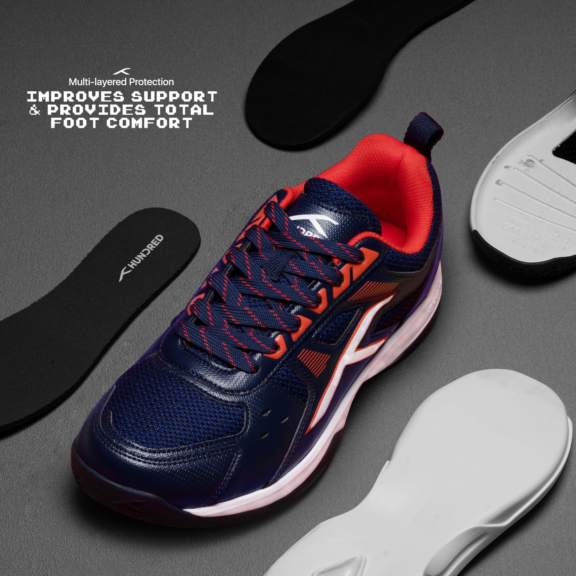 HUNDRED Raze Badminton Schuhe für Herren (Navy/Orange Rot, UK 8/US 9/EU 42) 2/7