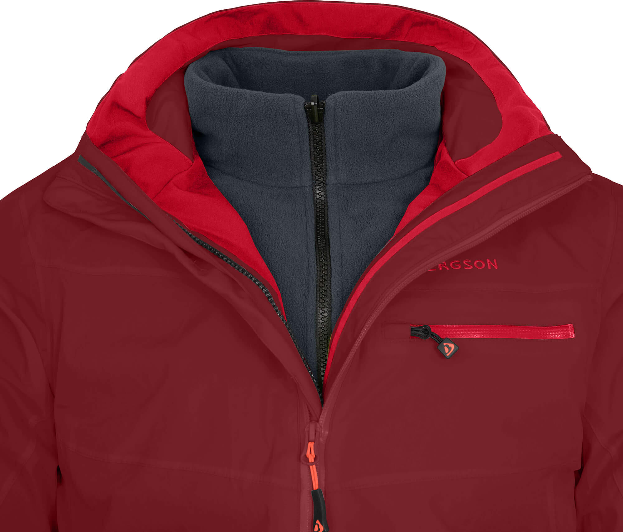 Regenjacke Fleece Innenjacke, 20000 mm Wassersäule Rot 5/6
