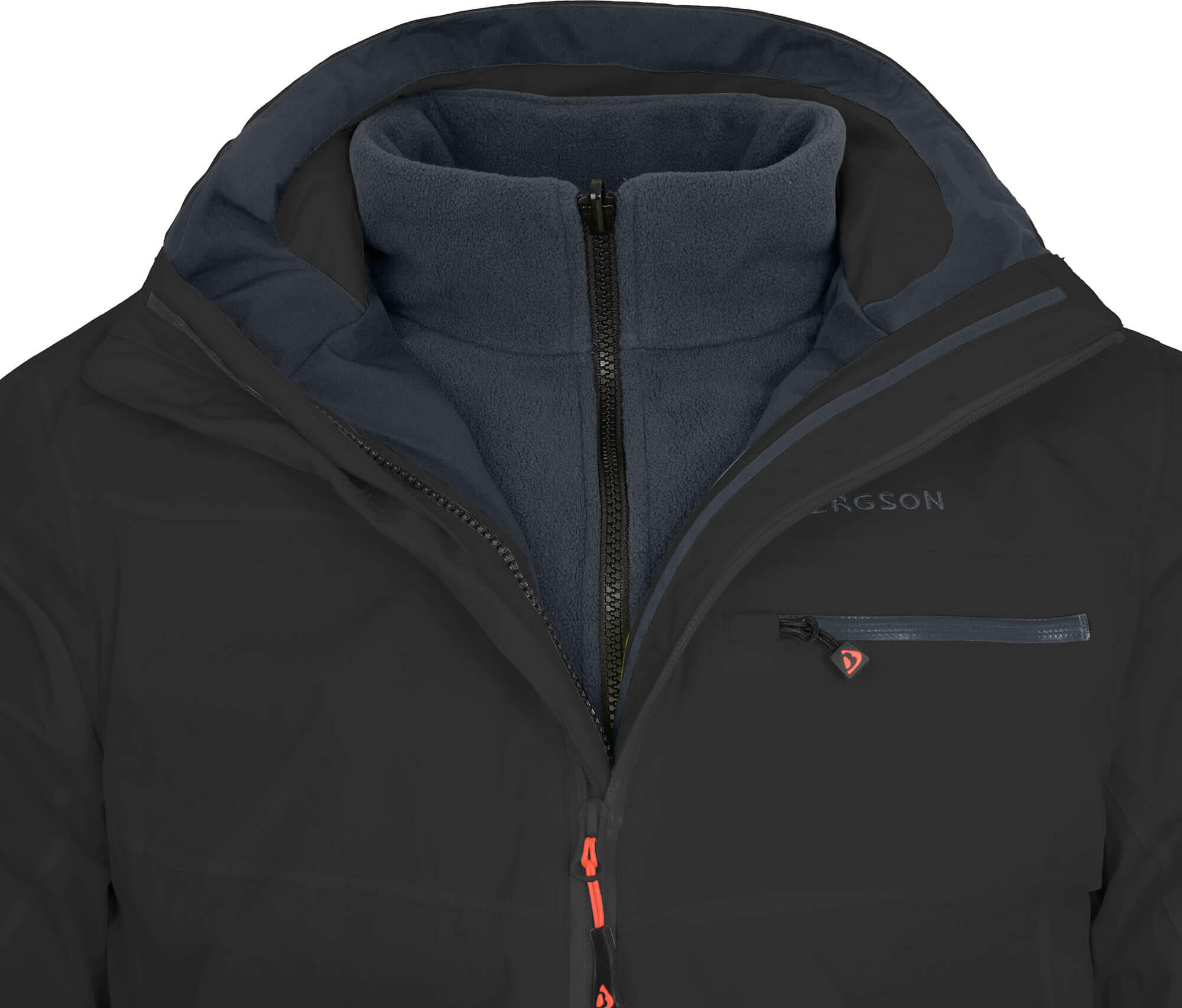 Regenjacke Fleece Innenjacke, 20000 mm Wassersäule Schwarz 5/6