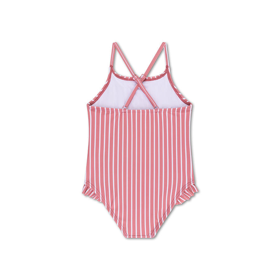 Swim Essentials Costume intero bambina bambine - Rosso/Bianco Striped - Fiore 3/7
