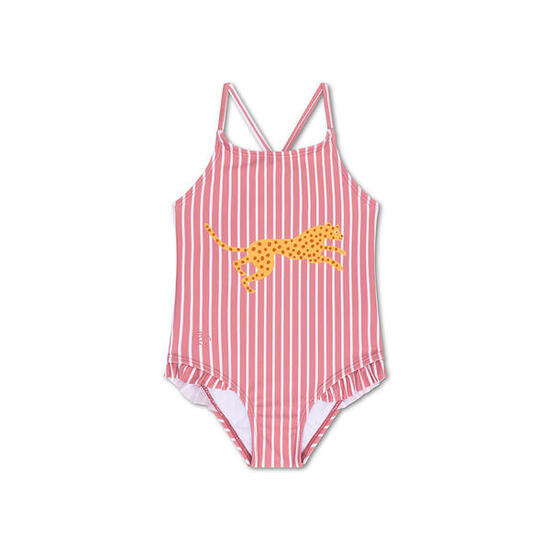 Maillot de bain fille - Striped rouge/blanc - fleur marguerite - 98/104