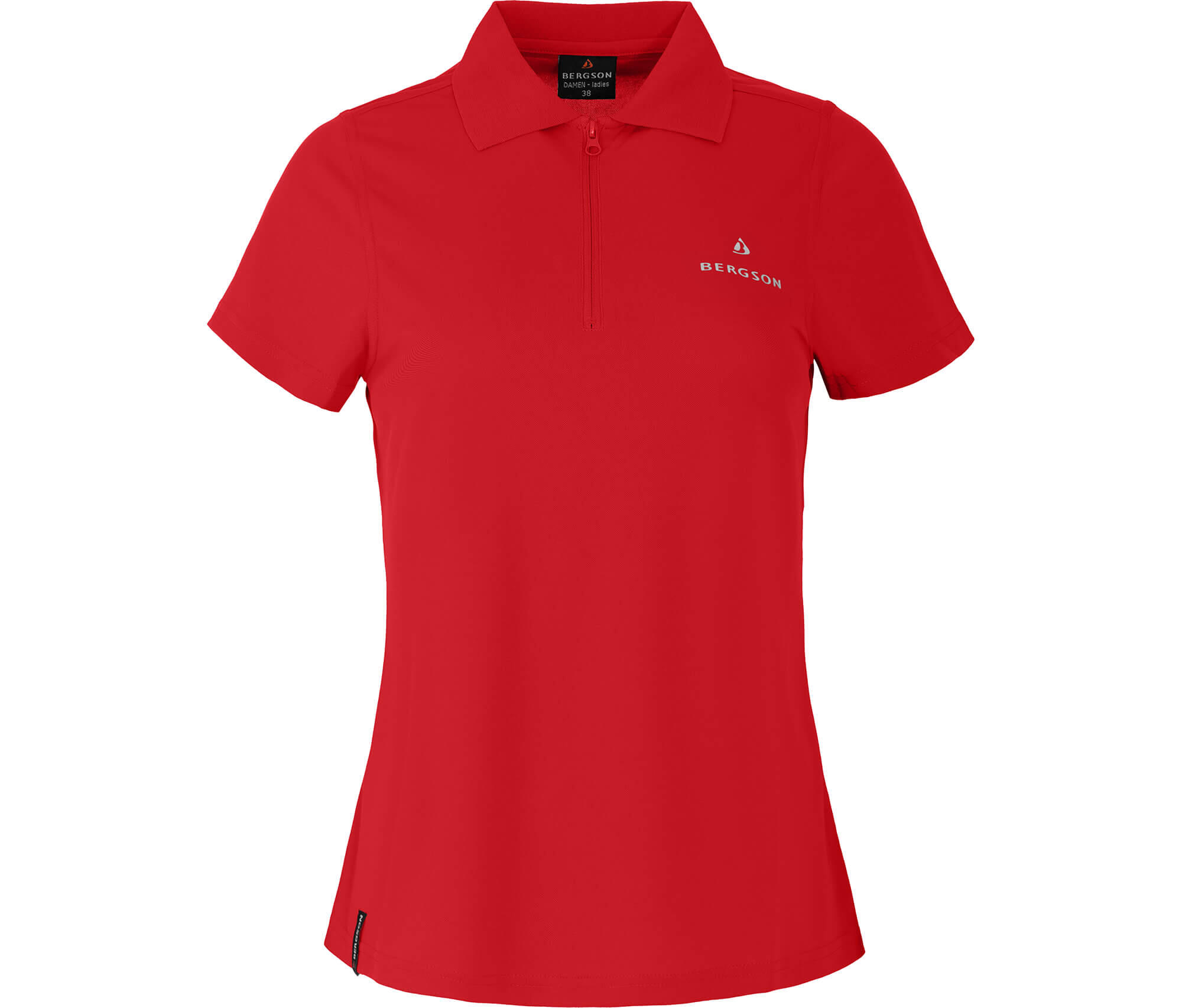 Polo-Shirt Reißverschluss, schnelltrocknend, Pique rot 2/3