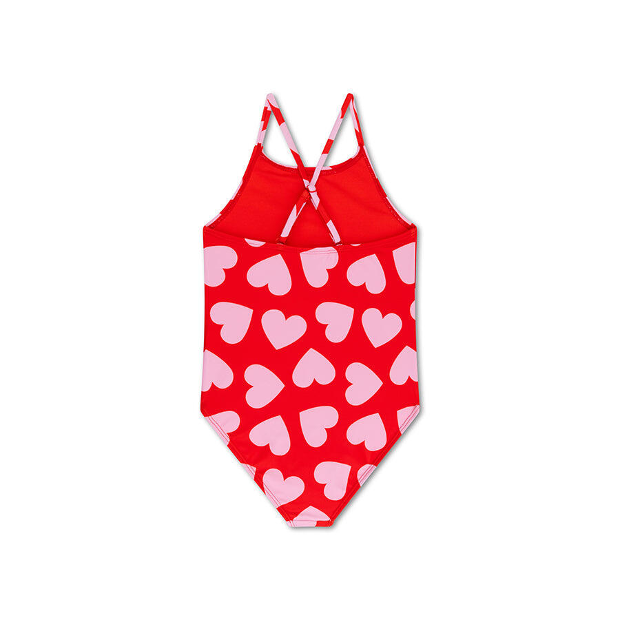 Swim Essentials Swimsuit Girls - Red - Hearts 6/7