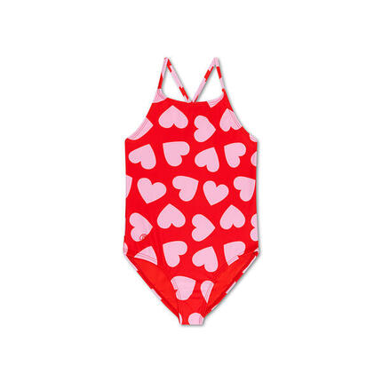 Maillot de bain fille - rouge - Hearts - 122/128