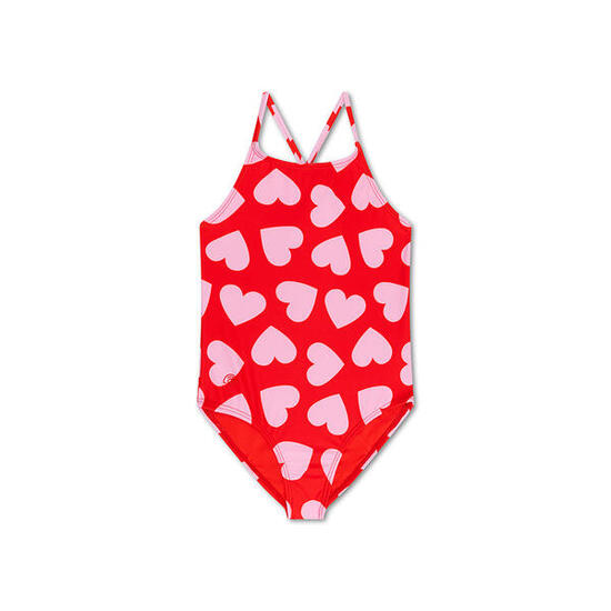 Maillot de bain fille - rouge - Hearts - 122/128