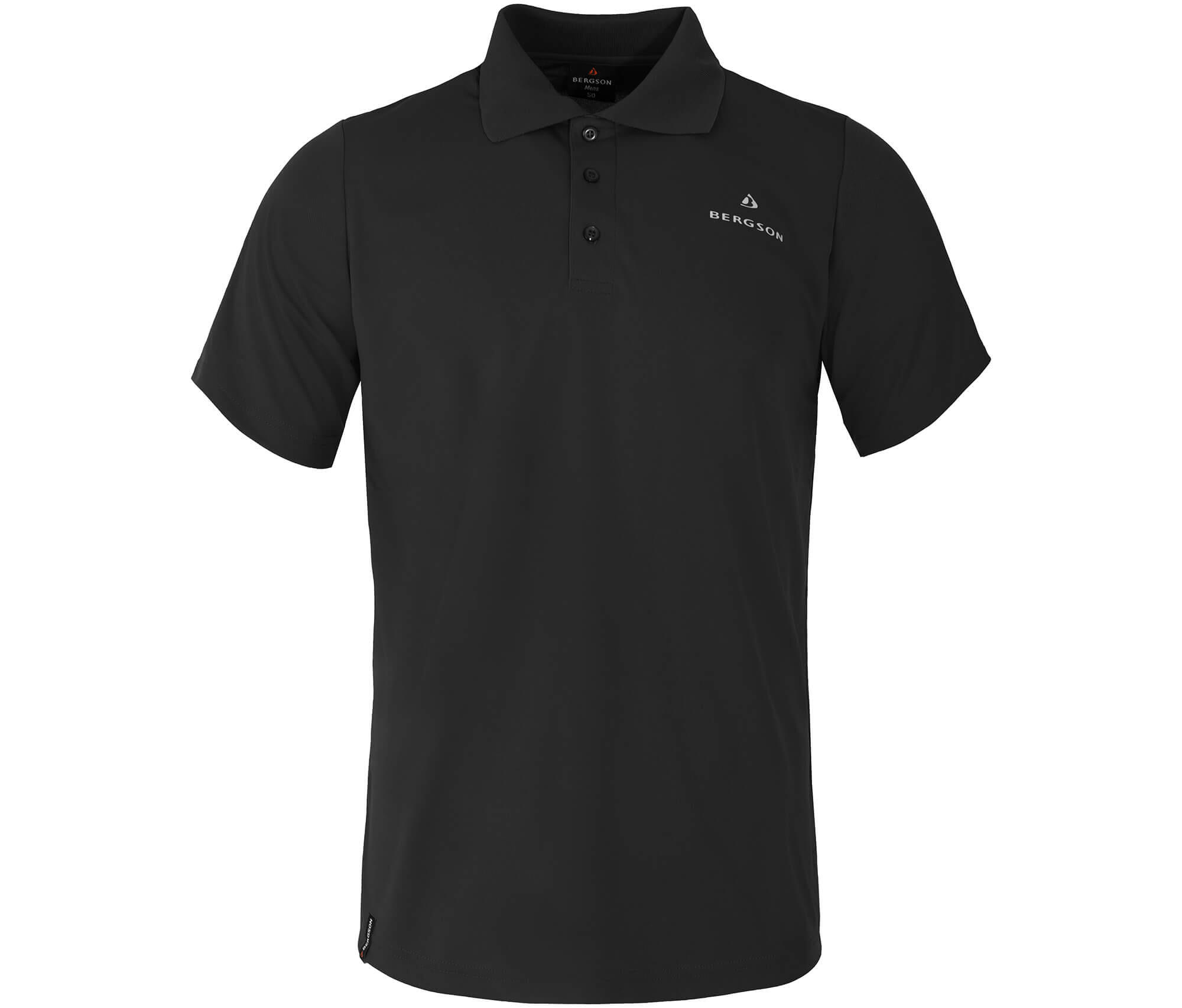 Polo-Shirt Knopfleiste, schnelltrocknend, Pique Schwarz 2/3