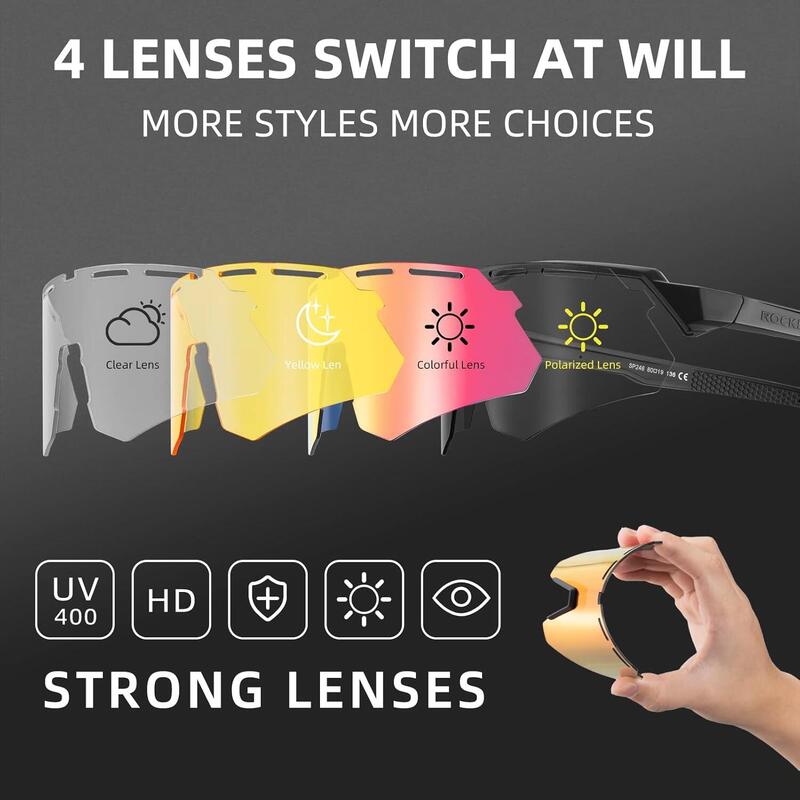 Lunettes de Soleil Polarisées avec 4 Verres Interchangeables