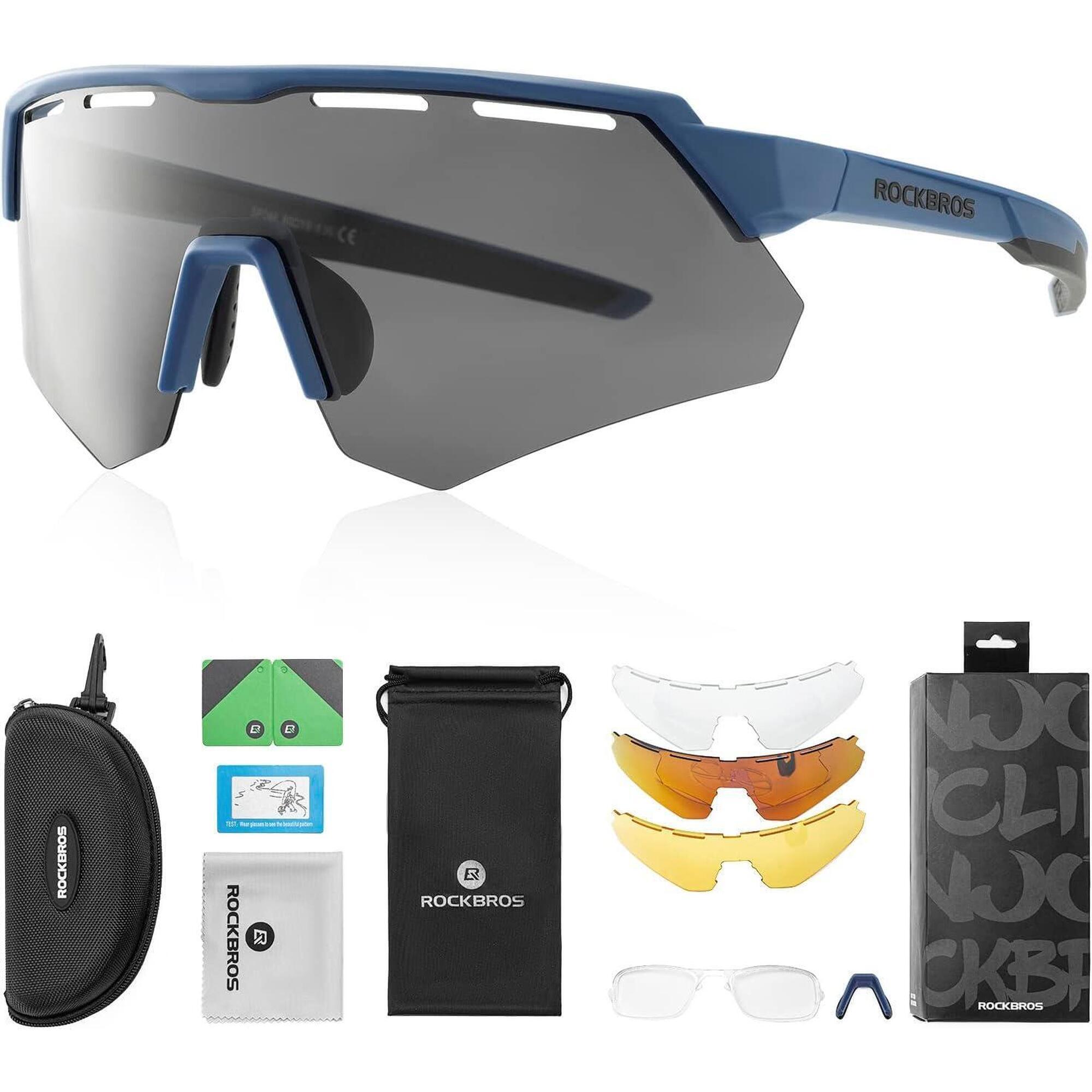 Rockbros - Lunettes De Soleil Polarisées Avec 4 Verres Interchangeables - Lunettes De Soleil - Bleu - No Size - Decathlon