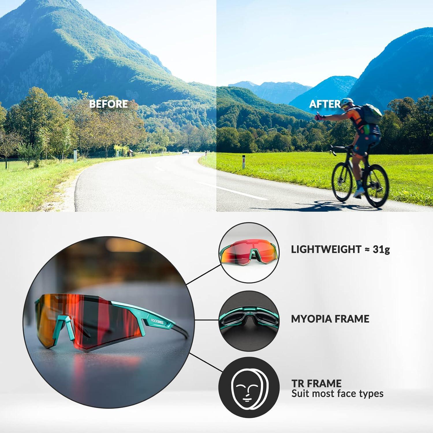 Lunette Sport Femme HUBO SPORTS Lunettes De Cyclisme TR90 Monture Incassable Polarisée Anti UV400 Lunettes De Soleil De Sport Lunette Soleil Sport