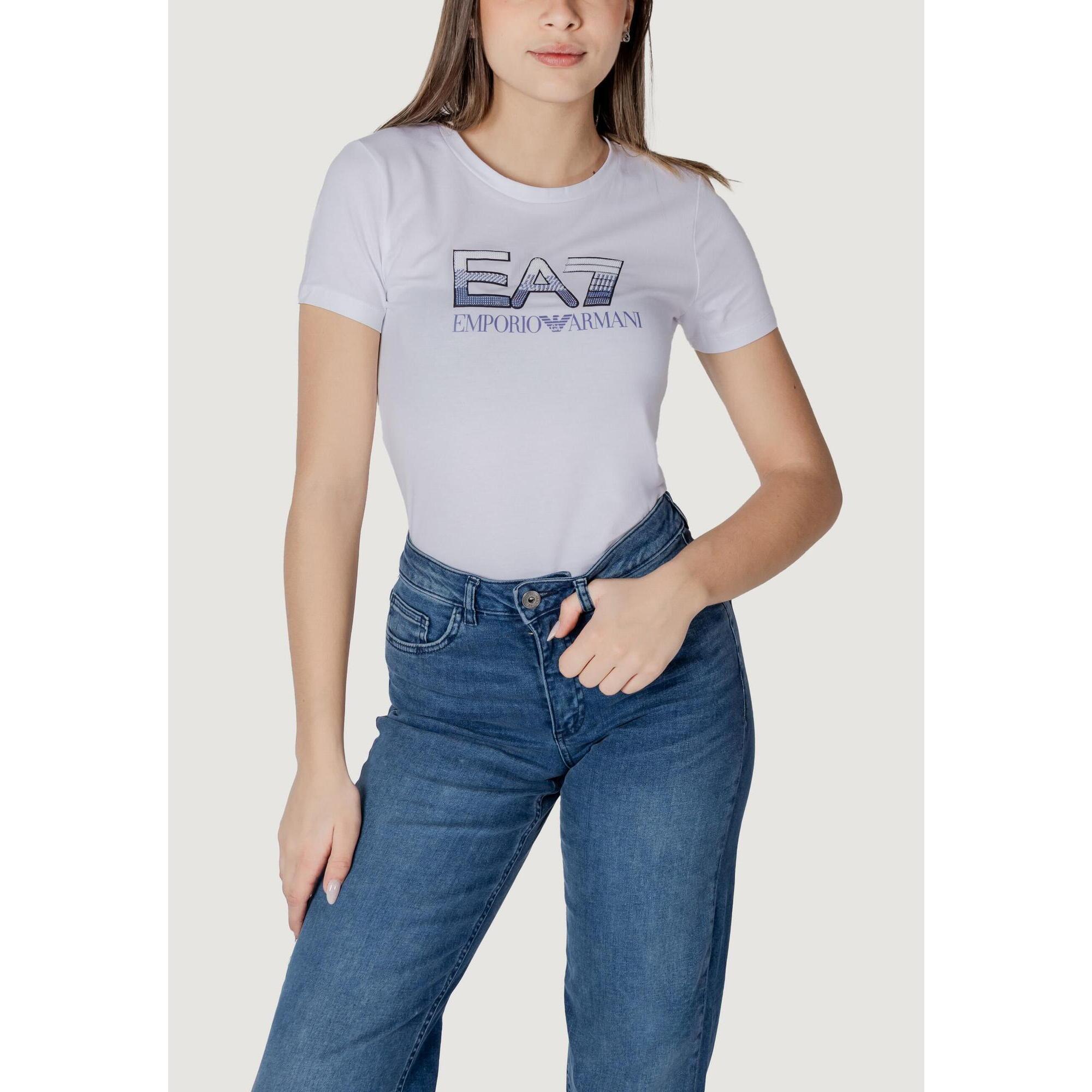 Ea7 - T-shirt Crop Top  Femme Blanc - T-shirt Crop Top - Blanc - Decathlon