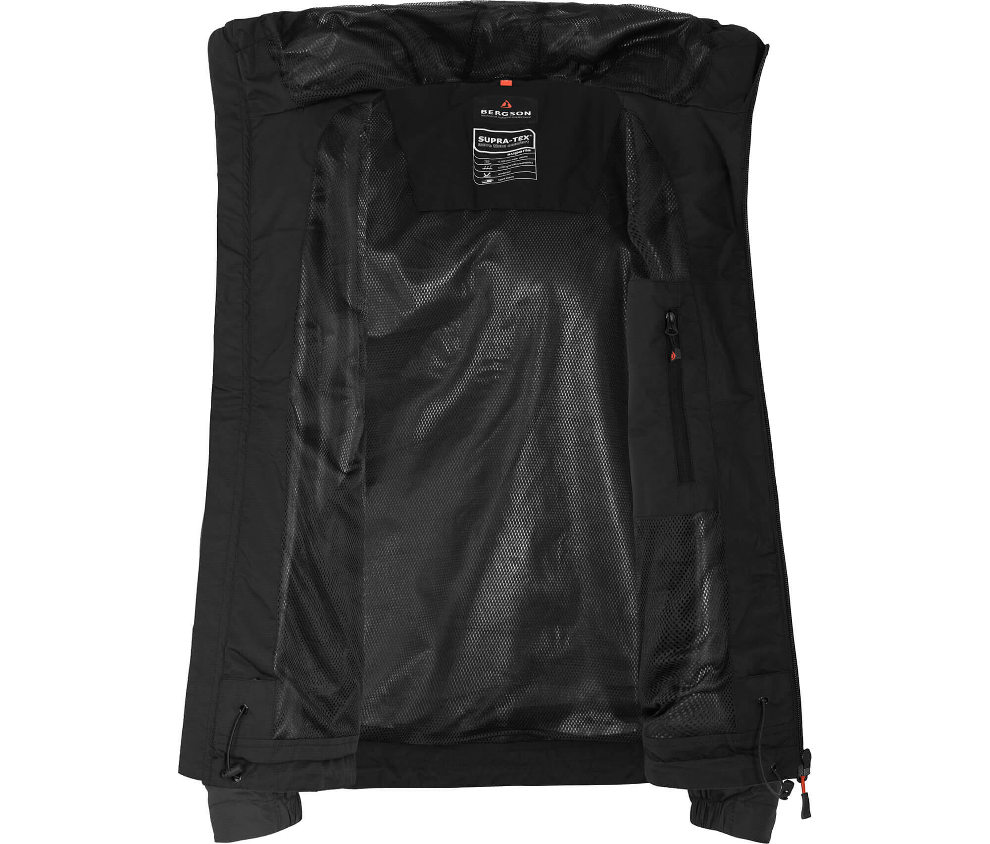 Regenjacke Netzfutter, 12000 mm Wassersäule Schwarz 5/5