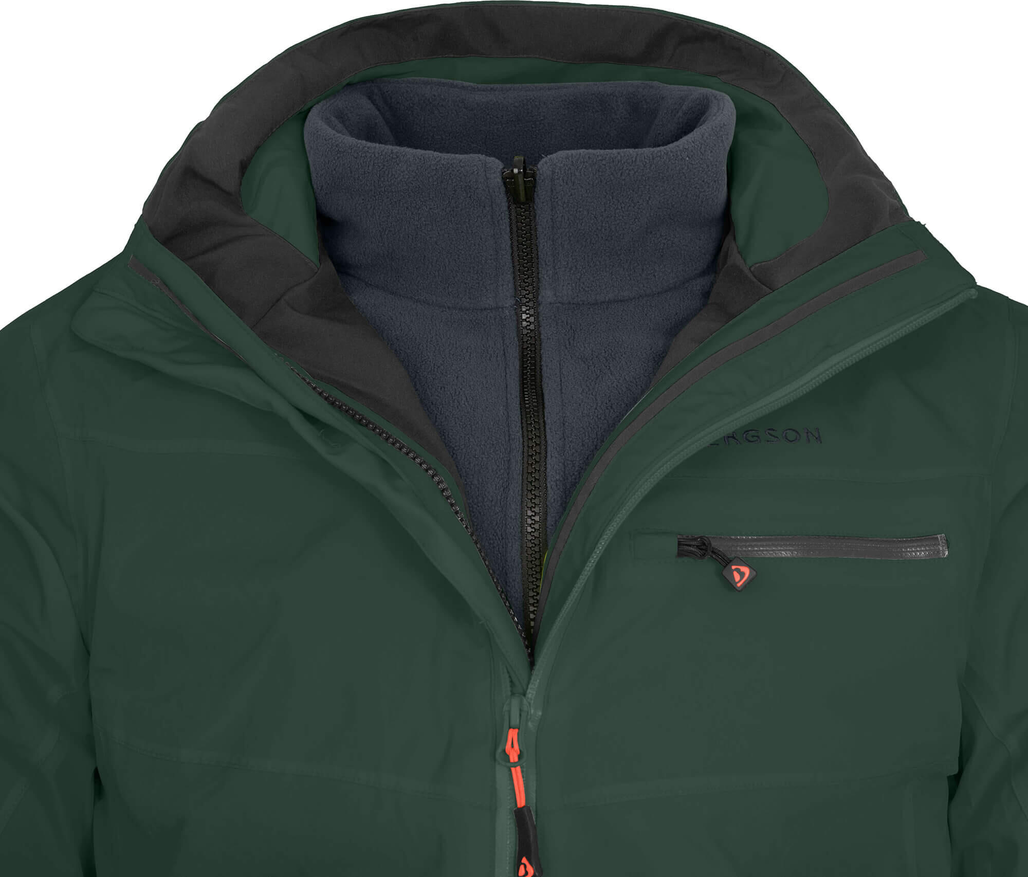 Regenjacke Fleece Innenjacke, 20000 mm Wassersäule Grün 5/6