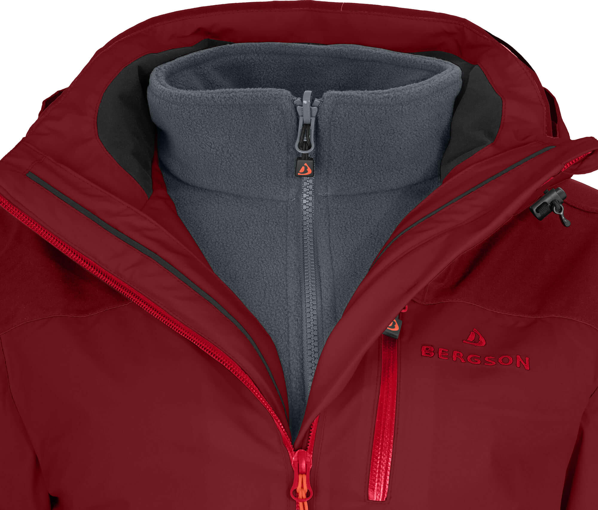 Regenjacke Fleece Innenjacke, 20000 mm Wassersäule Rot 6/7