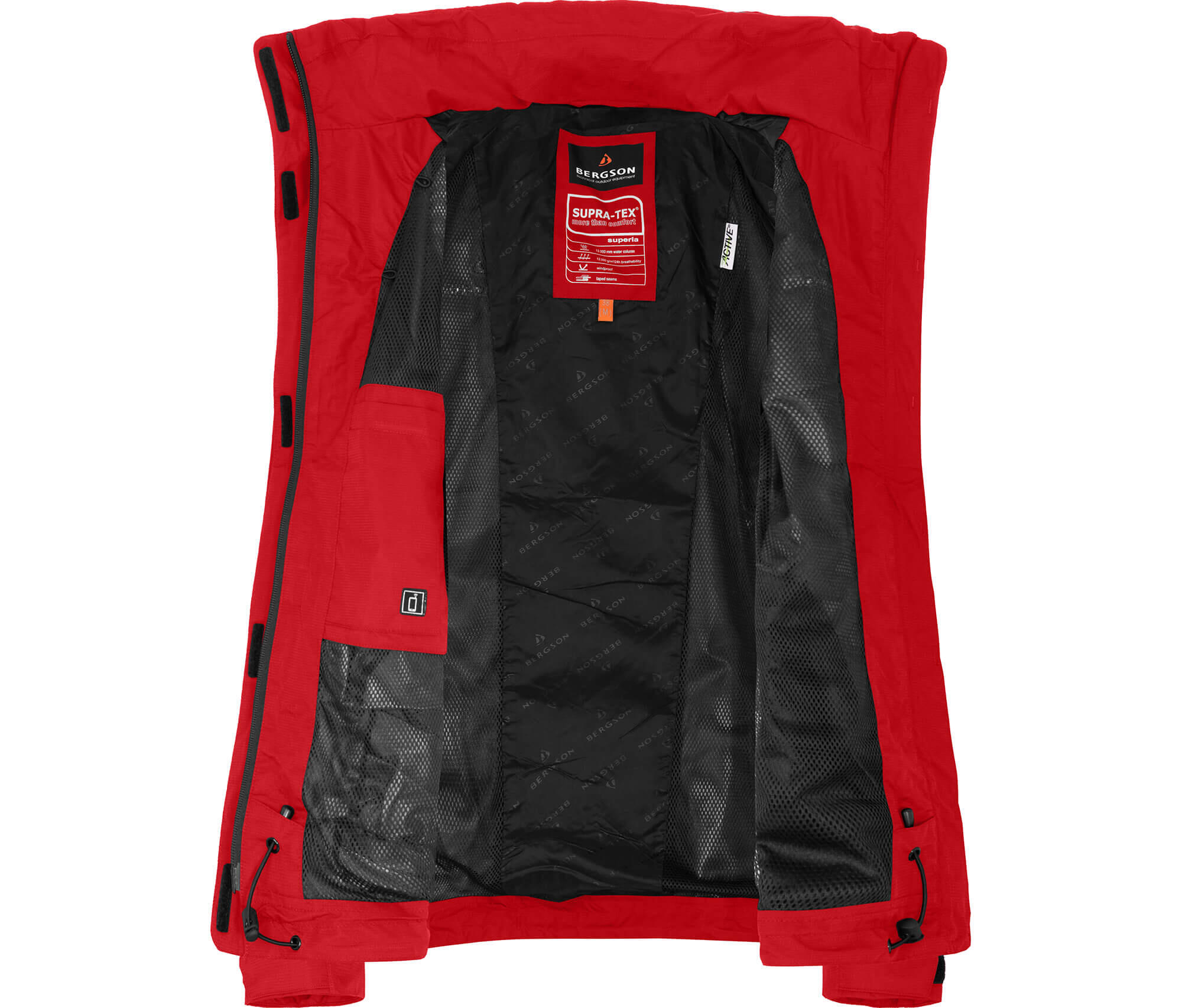 Regenjacke Netzfutter, 12000 mm Wassersäule rot 5/6