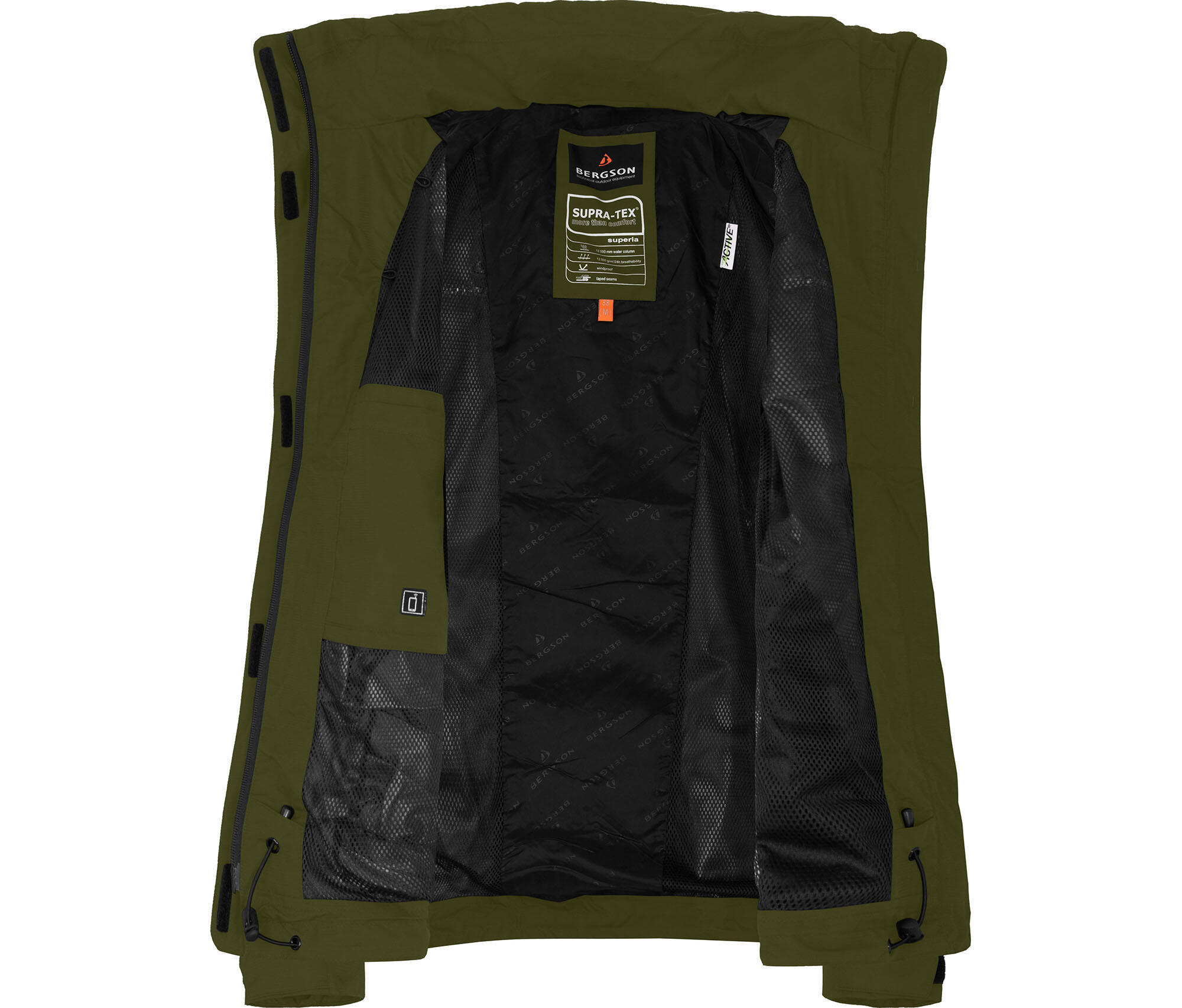 Regenjacke Netzfutter, 12000 mm Wassersäule gün 5/6