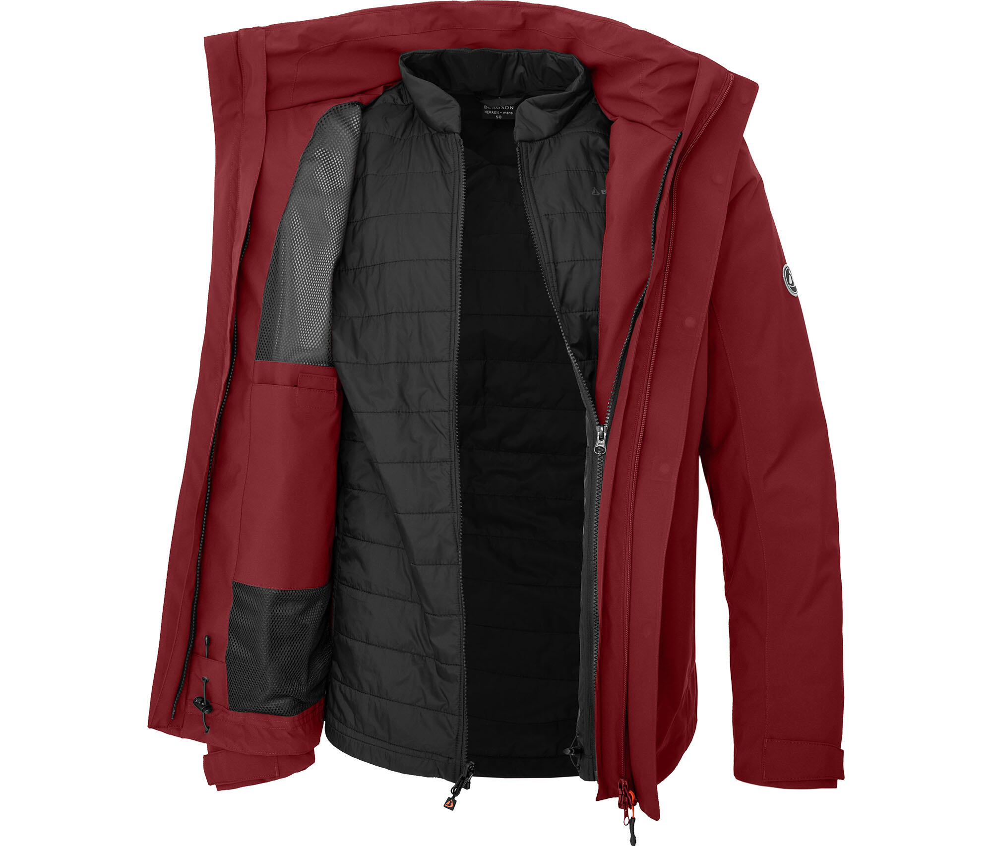 Regenjacke wasserdicht, mit Innen-Steppjacke Rot 5/7
