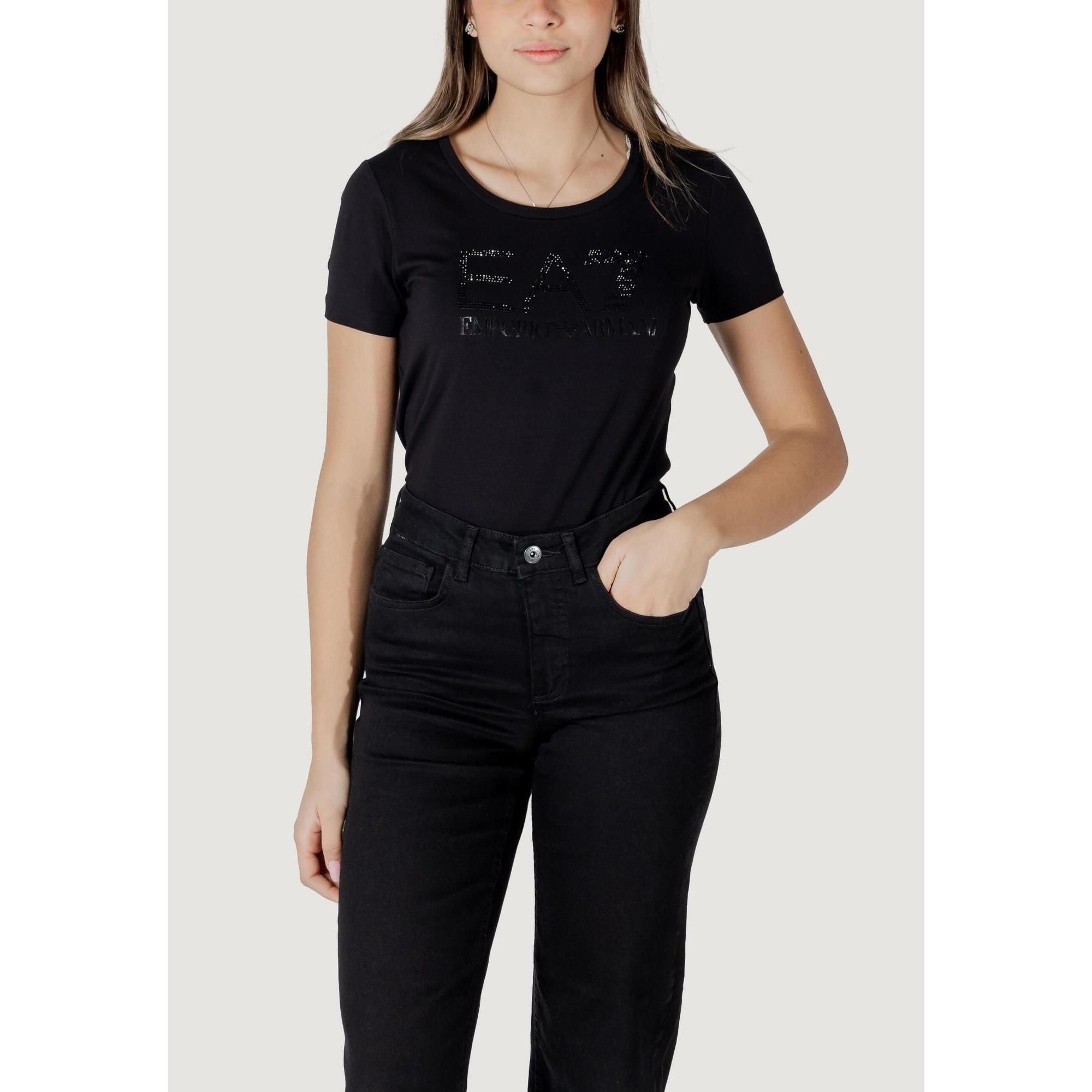 Ea7 - T-shirt Crop Top  Femme Noir - T-shirt Crop Top - Noir - Decathlon