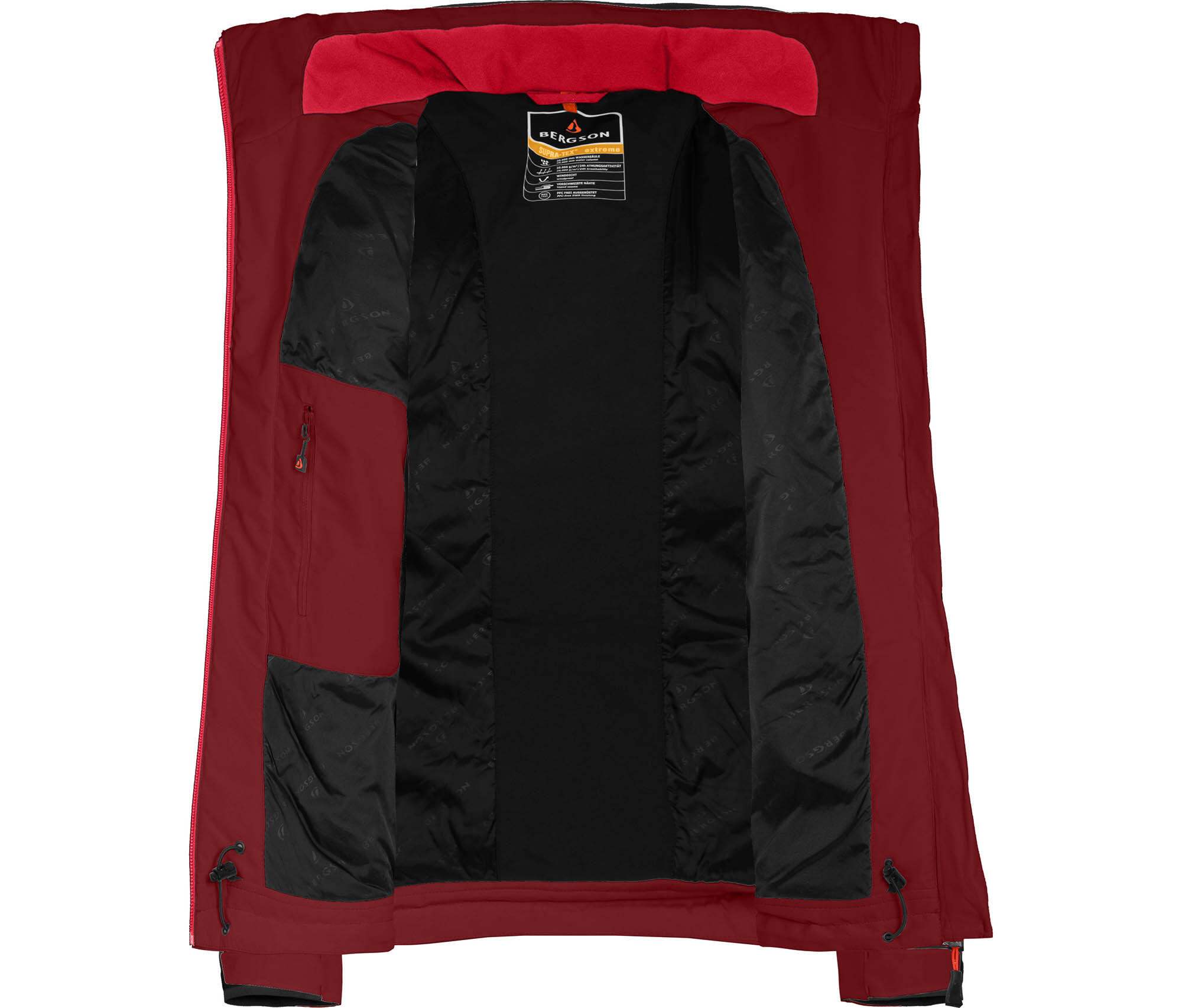 Regenjacke leicht wattiert, 20000 mm Wassersäule Rot 5/6