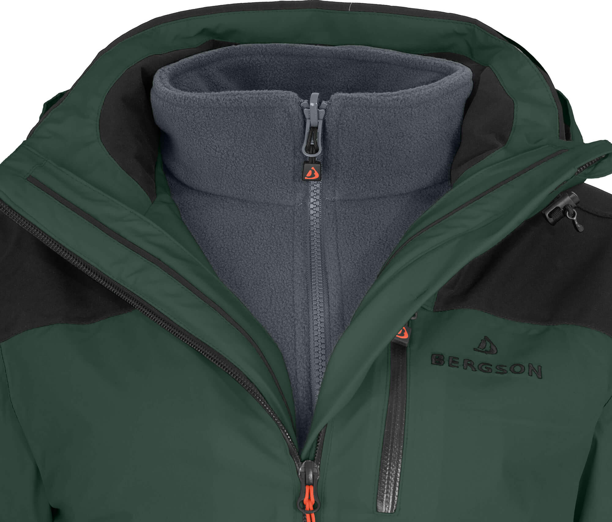 Regenjacke Fleece Innenjacke, 20000 mm Wassersäule Grün 6/7