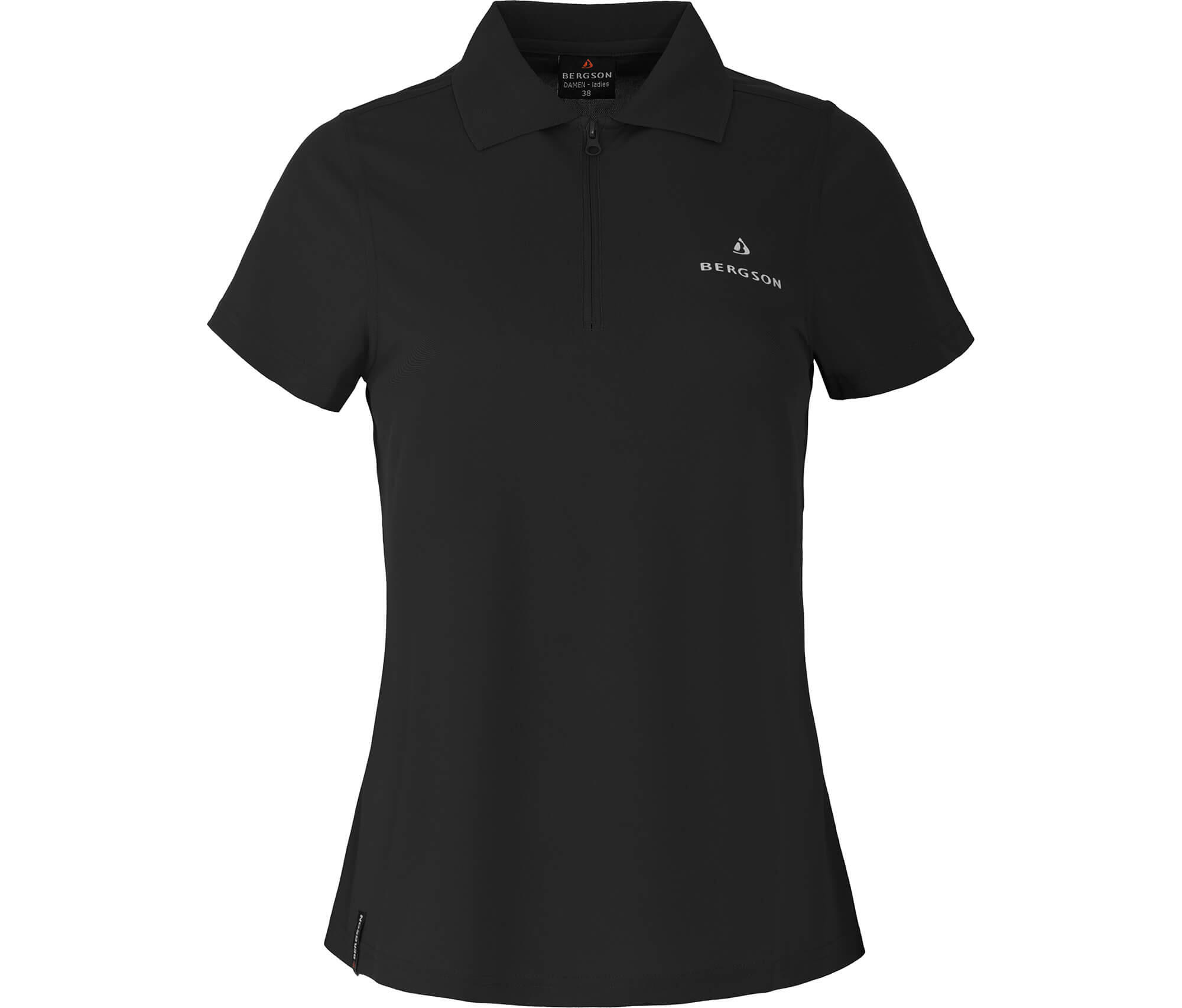 Polo-Shirt Reißverschluss, schnelltrocknend, Pique Schwarz 2/3