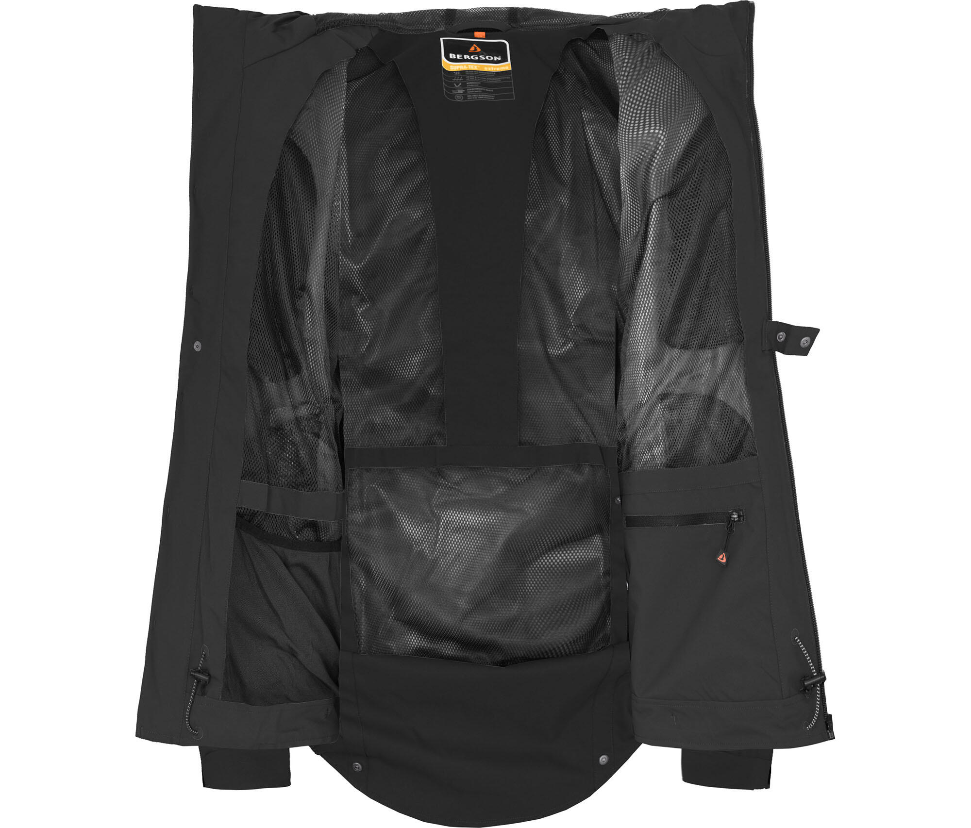 Regenjacke recycelt, Netzfutter, 20000 mm Wassersäule Schwarz 5/7