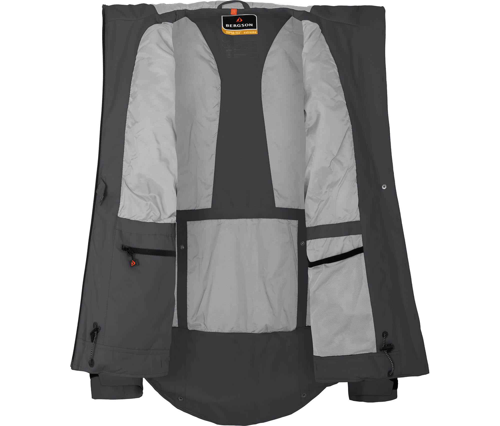 Regenjacke leicht wattiert, recycelt, 20000 mm Wassersäule Grau 5/6