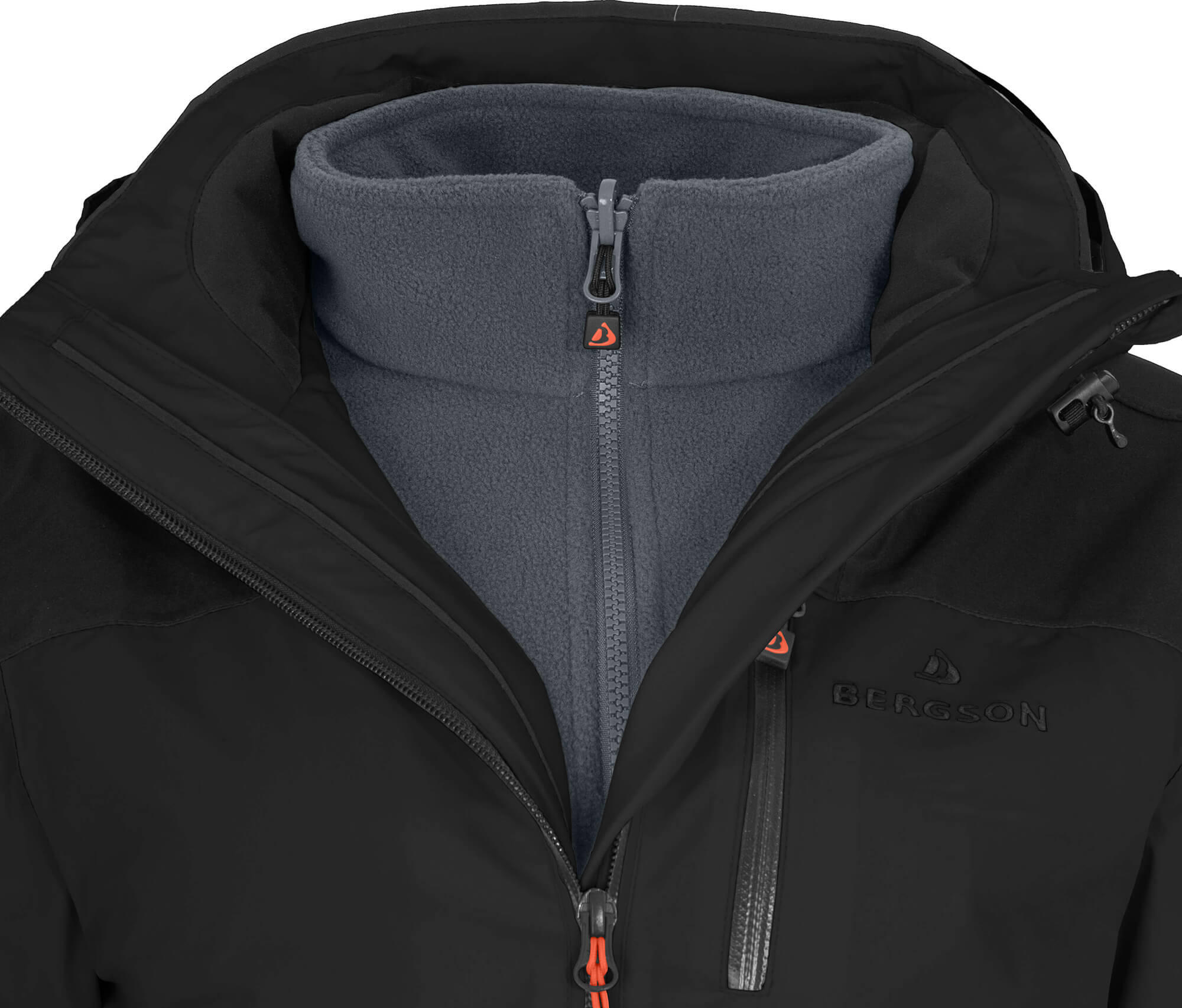 Regenjacke Fleece Innenjacke, 20000 mm Wassersäule Schwarz 6/7