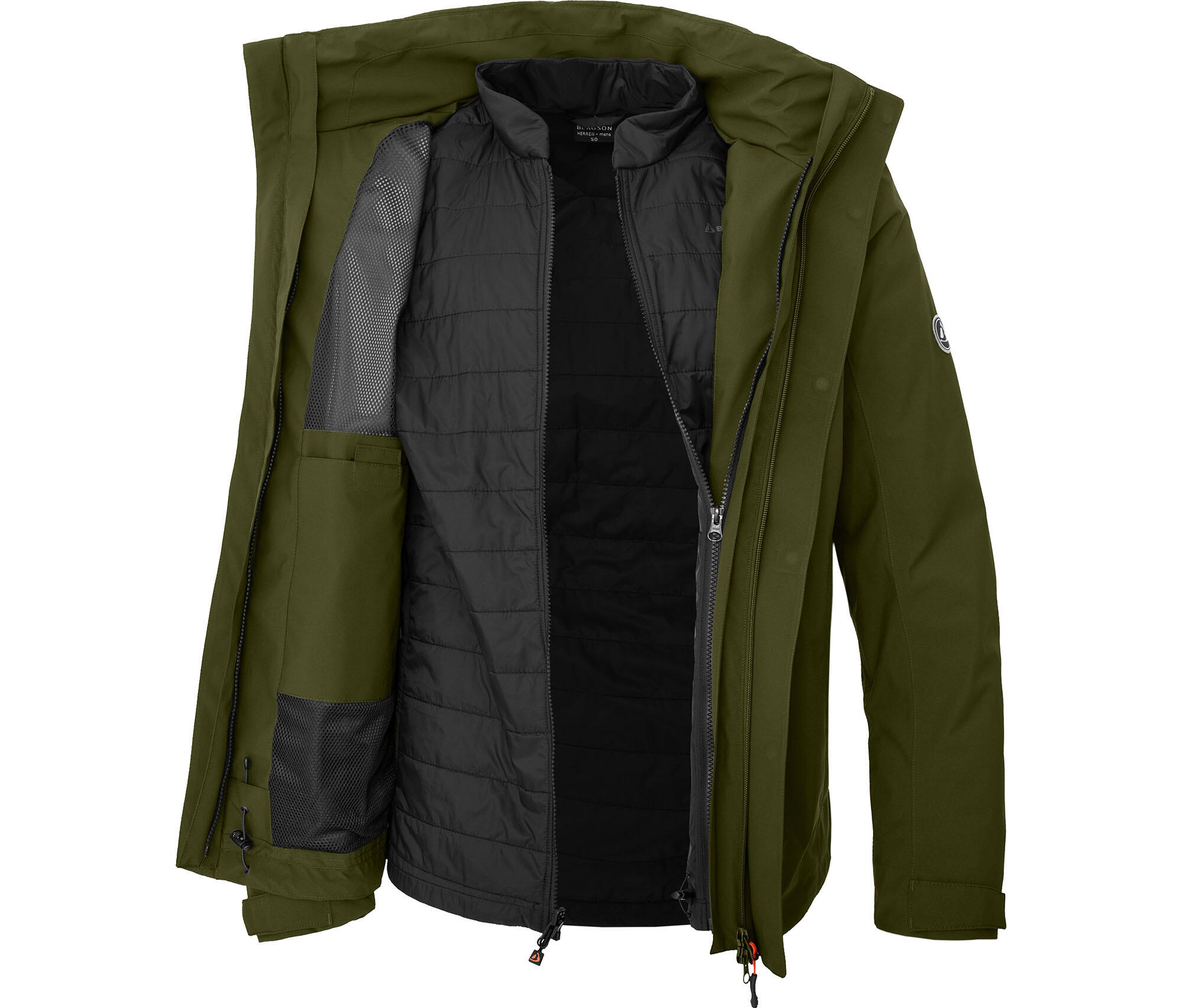 Regenjacke mit Innen-Steppjacke, 20000mm Wassersäule grün 5/7