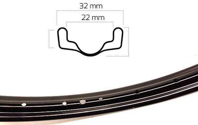 Ryde V38 Fahrradfelge - 28x15 8x13 8 (622) 14g 32mm 36 Löcher Schwarz